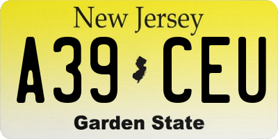 NJ license plate A39CEU