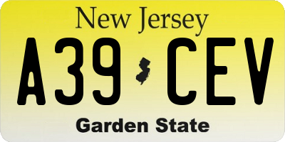 NJ license plate A39CEV