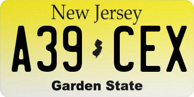 NJ license plate A39CEX
