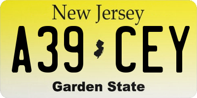 NJ license plate A39CEY