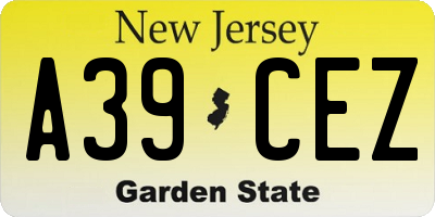 NJ license plate A39CEZ