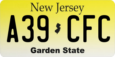NJ license plate A39CFC