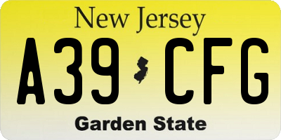 NJ license plate A39CFG