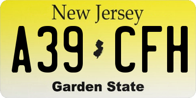 NJ license plate A39CFH