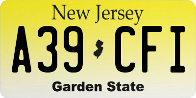 NJ license plate A39CFI