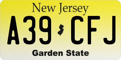 NJ license plate A39CFJ