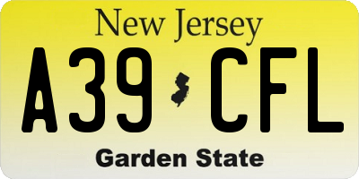 NJ license plate A39CFL