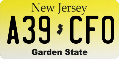 NJ license plate A39CFO