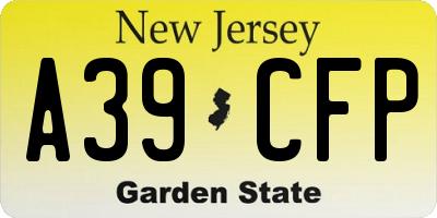 NJ license plate A39CFP