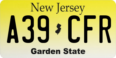NJ license plate A39CFR