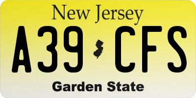 NJ license plate A39CFS
