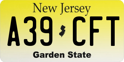 NJ license plate A39CFT