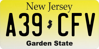 NJ license plate A39CFV