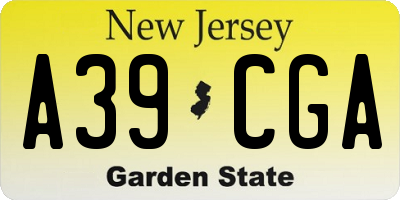 NJ license plate A39CGA