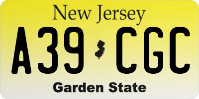 NJ license plate A39CGC