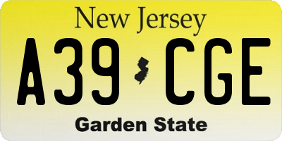 NJ license plate A39CGE