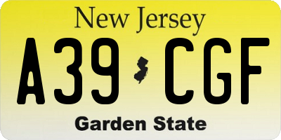 NJ license plate A39CGF