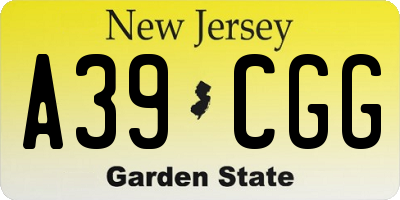 NJ license plate A39CGG
