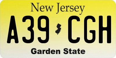 NJ license plate A39CGH