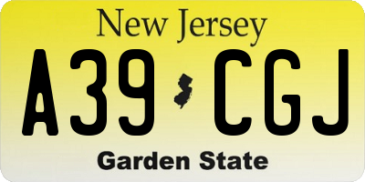 NJ license plate A39CGJ
