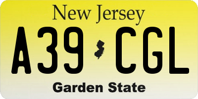 NJ license plate A39CGL