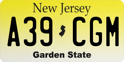 NJ license plate A39CGM