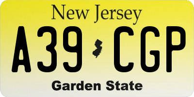 NJ license plate A39CGP
