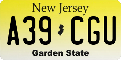 NJ license plate A39CGU