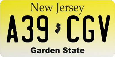 NJ license plate A39CGV