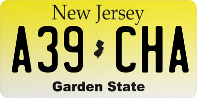 NJ license plate A39CHA