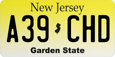 NJ license plate A39CHD
