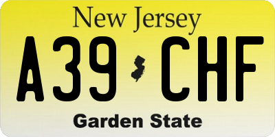 NJ license plate A39CHF