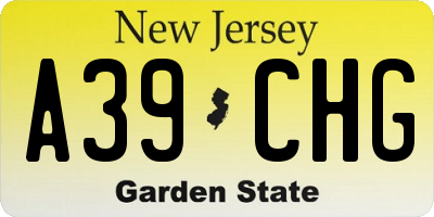 NJ license plate A39CHG