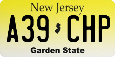 NJ license plate A39CHP