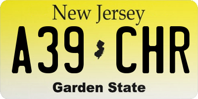NJ license plate A39CHR