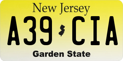 NJ license plate A39CIA