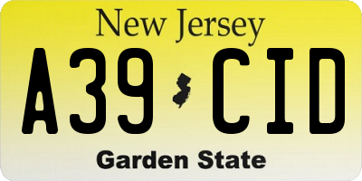 NJ license plate A39CID