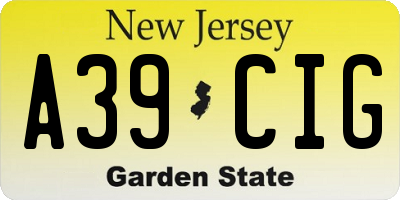 NJ license plate A39CIG