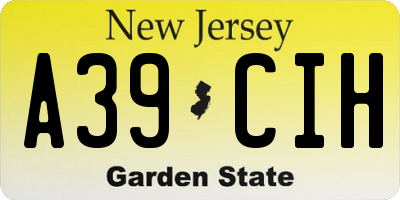 NJ license plate A39CIH