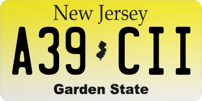 NJ license plate A39CII
