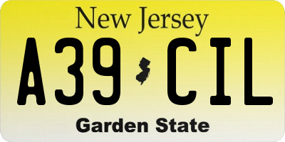 NJ license plate A39CIL