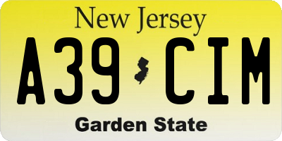 NJ license plate A39CIM