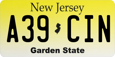 NJ license plate A39CIN