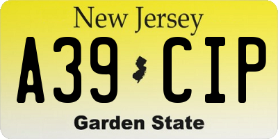 NJ license plate A39CIP