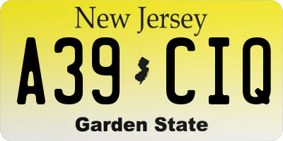 NJ license plate A39CIQ