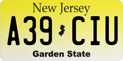 NJ license plate A39CIU