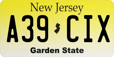 NJ license plate A39CIX