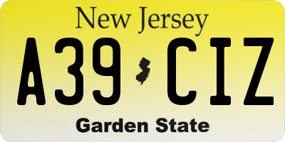 NJ license plate A39CIZ
