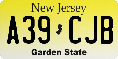 NJ license plate A39CJB