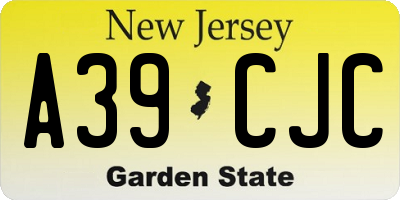NJ license plate A39CJC